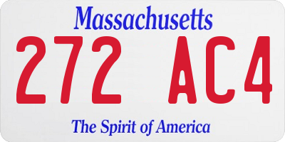 MA license plate 272AC4