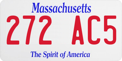 MA license plate 272AC5