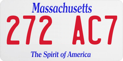 MA license plate 272AC7