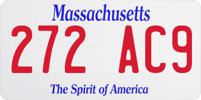 MA license plate 272AC9