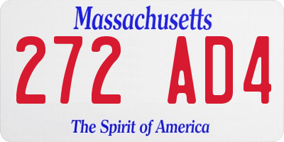 MA license plate 272AD4