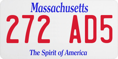 MA license plate 272AD5
