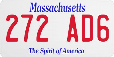 MA license plate 272AD6