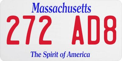 MA license plate 272AD8