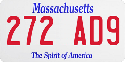 MA license plate 272AD9