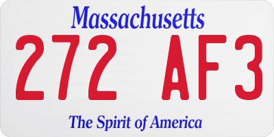 MA license plate 272AF3