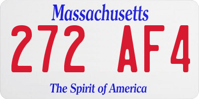 MA license plate 272AF4