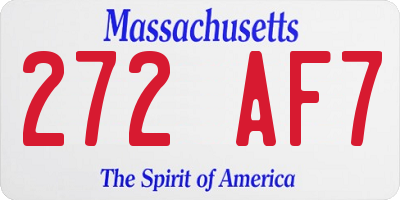 MA license plate 272AF7