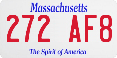 MA license plate 272AF8