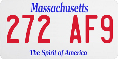 MA license plate 272AF9