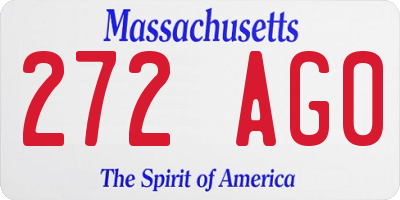 MA license plate 272AG0