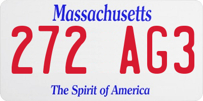 MA license plate 272AG3