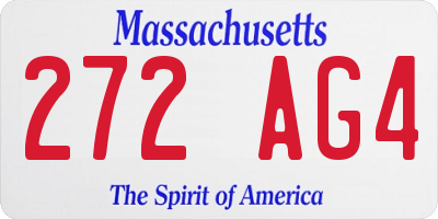MA license plate 272AG4