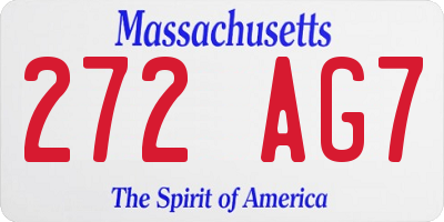 MA license plate 272AG7