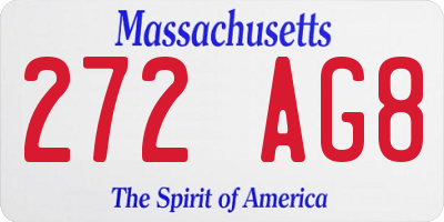 MA license plate 272AG8