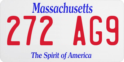 MA license plate 272AG9