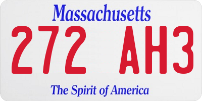 MA license plate 272AH3