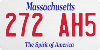 MA license plate 272AH5