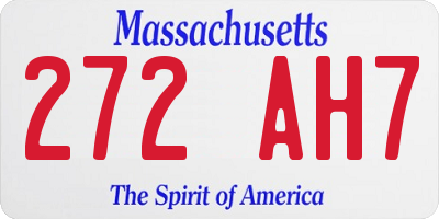 MA license plate 272AH7