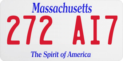 MA license plate 272AI7