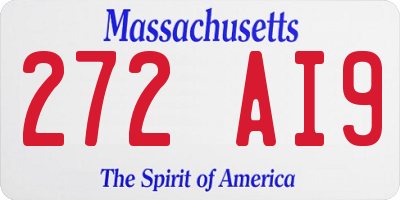 MA license plate 272AI9