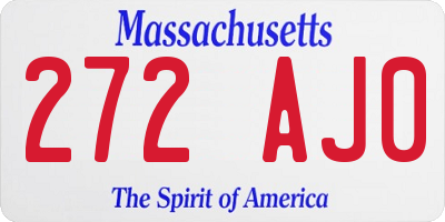 MA license plate 272AJ0