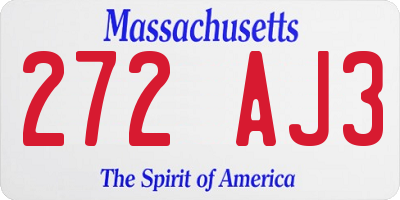 MA license plate 272AJ3