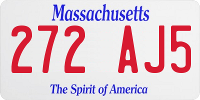MA license plate 272AJ5