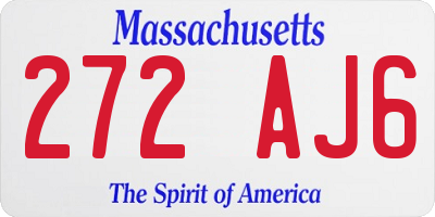 MA license plate 272AJ6