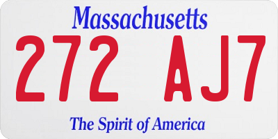 MA license plate 272AJ7