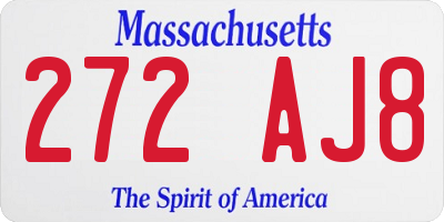 MA license plate 272AJ8