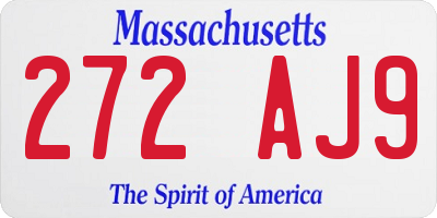 MA license plate 272AJ9