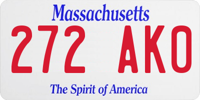 MA license plate 272AK0