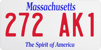 MA license plate 272AK1