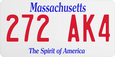 MA license plate 272AK4