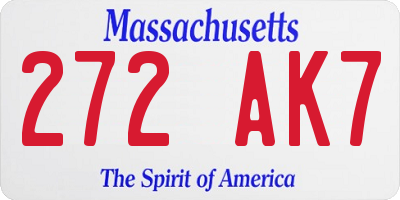 MA license plate 272AK7
