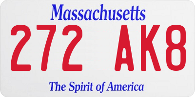 MA license plate 272AK8