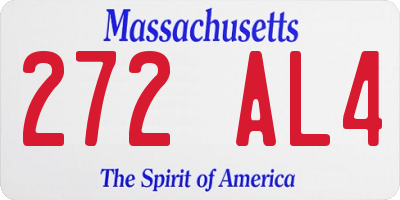 MA license plate 272AL4