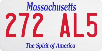 MA license plate 272AL5