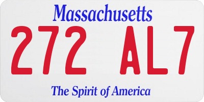 MA license plate 272AL7