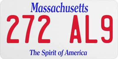 MA license plate 272AL9