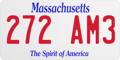 MA license plate 272AM3