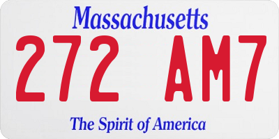 MA license plate 272AM7