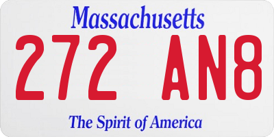 MA license plate 272AN8