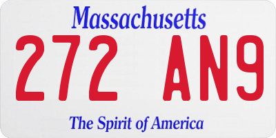MA license plate 272AN9