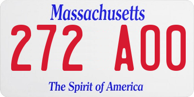 MA license plate 272AO0