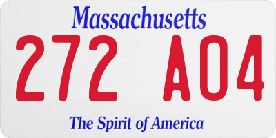 MA license plate 272AO4