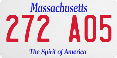 MA license plate 272AO5
