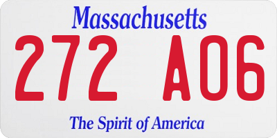 MA license plate 272AO6