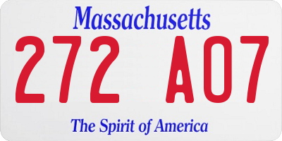 MA license plate 272AO7